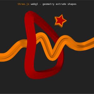 Three.js WebGL三维建模 - 几何体挤出形状示例